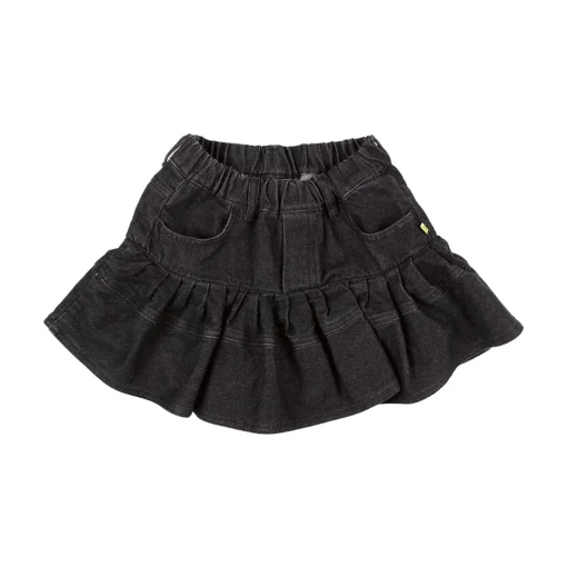 BLACK DENIM SKORT WITH FRILL