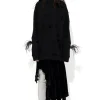 BLACK DISTRESSED TURTLENECK WITH FEATHERS