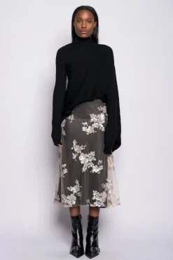 BLACK DRAPED JUMPER IN MERINO KNIT