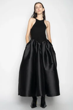 BLACK DRESS WITH TANK TOP SCOOPED