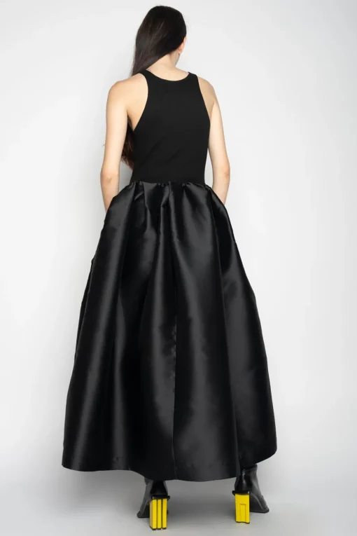 BLACK DRESS WITH TANK TOP SCOOPED