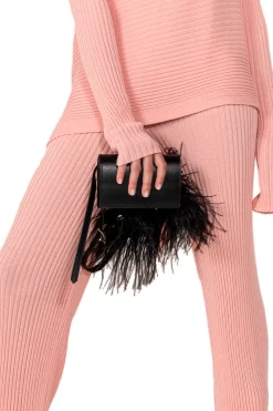BLACK FEATHER BELT BAG