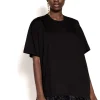 BLACK FEATHER HEM T-SHIRT DRESS