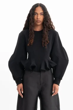 BLACK FRILL SWEATSHIRT