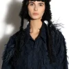 BLACK LEATHER EAR COVER HAT