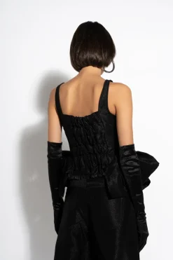 BLACK LUREX FITTED CORSET
