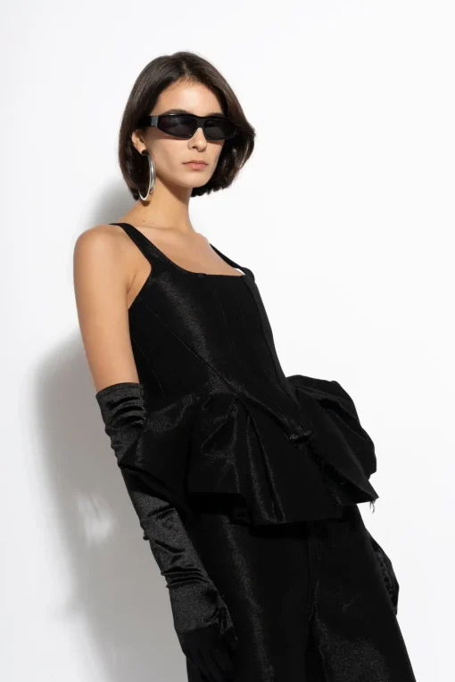 BLACK LUREX FITTED CORSET