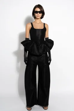 BLACK LUREX FITTED CORSET