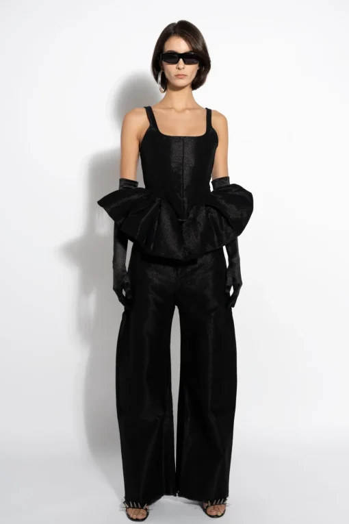 BLACK LUREX FITTED CORSET