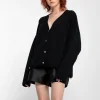 BLACK MERINO DECONSTRUCTED CARDIGAN