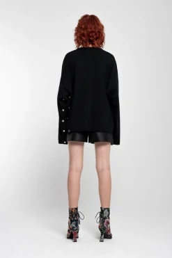 BLACK MERINO DECONSTRUCTED CARDIGAN