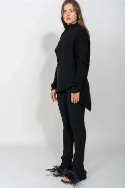 BLACK MERINO TROUSERS