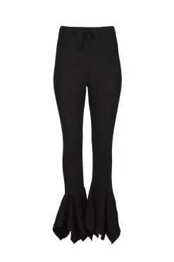 BLACK MERINO WOOL KNITTED TROUSERS