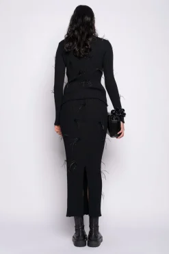 BLACK MERINO WOOL LONG SKIRT