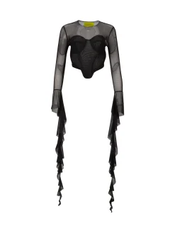 BLACK MESH CORSET TOP