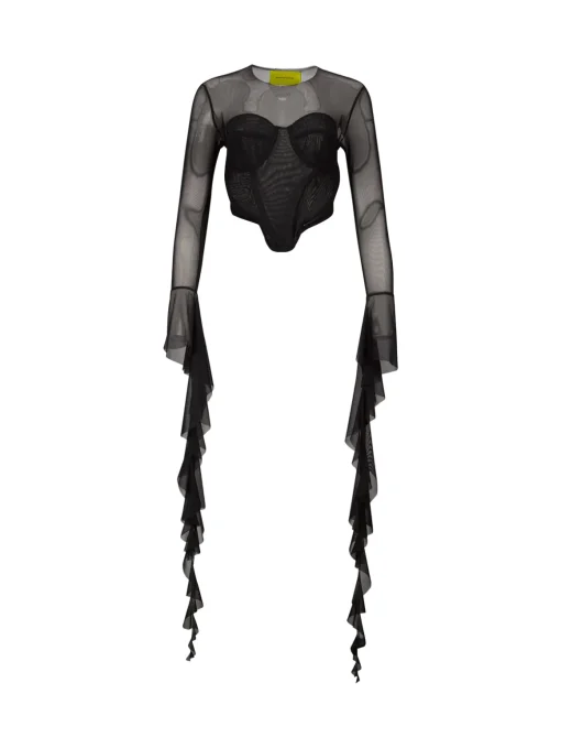 BLACK MESH CORSET TOP