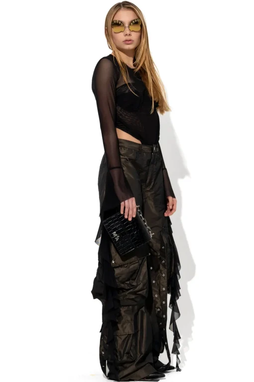 BLACK MESH CORSET TOP