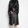 BLACK MIDI LEATHER SKIRT