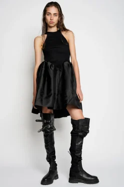 BLACK MINI DRESS WITH TANK TOP SCOOPED
