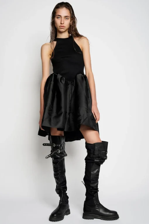 BLACK MINI DRESS WITH TANK TOP SCOOPED