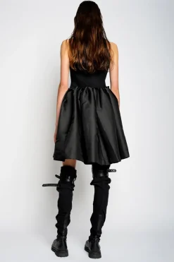 BLACK MINI DRESS WITH TANK TOP SCOOPED