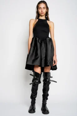 BLACK MINI DRESS WITH TANK TOP SCOOPED