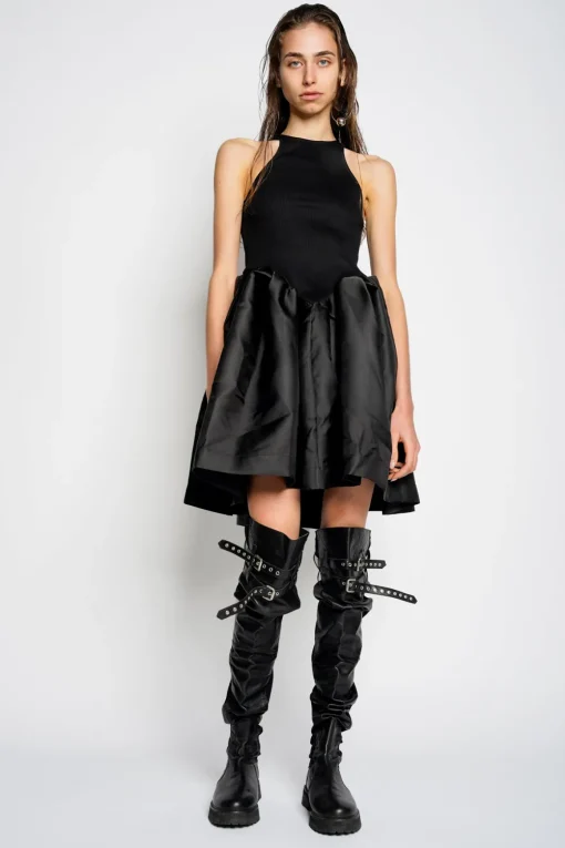 BLACK MINI DRESS WITH TANK TOP SCOOPED
