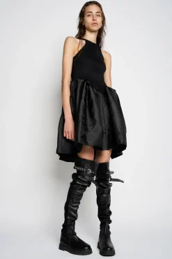 BLACK MINI DRESS WITH TANK TOP SCOOPED