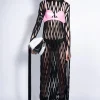 BLACK NET LONG DRESS