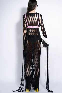 BLACK NET LONG DRESS