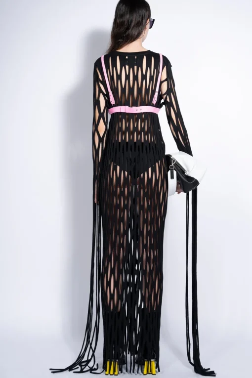 BLACK NET LONG DRESS