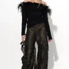 BLACK OFF SHOULDER TOP WITH FEATHERS