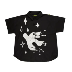 BLACK OVERSIZED SHIRT WITH EMBROIDERY