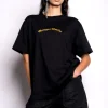 BLACK OVERSIZED T-SHIRT WITH GOLD LOGO