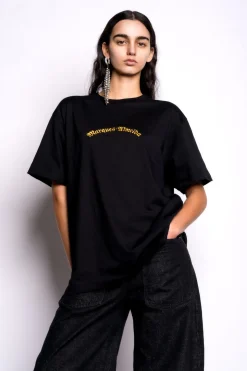 BLACK OVERSIZED T-SHIRT WITH GOLD LOGO