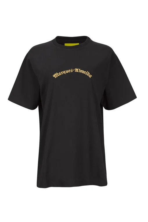 BLACK OVERSIZED T-SHIRT WITH GOLD LOGO