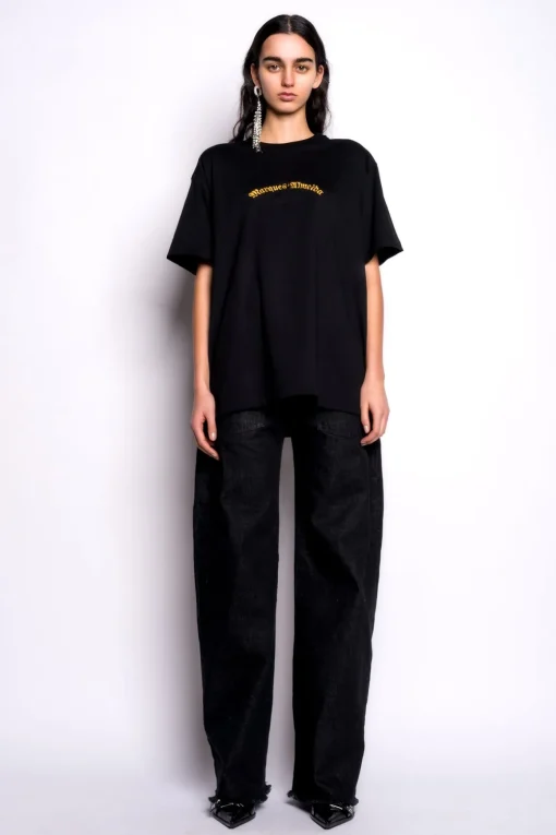 BLACK OVERSIZED T-SHIRT WITH GOLD LOGO