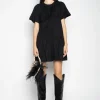 BLACK PANELLED GATHERED DRESS