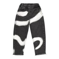 BLACK PULL ON BAGGY TROUSERS WITH SNAKE PRINT