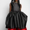 BLACK SHORT SLEEVELESS PUFF DRESS