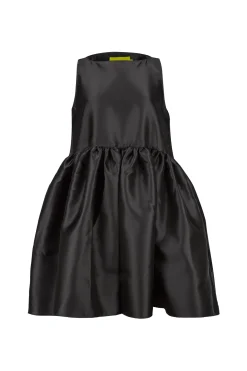 BLACK SHORT SLEEVELESS PUFF DRESS