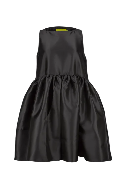 BLACK SHORT SLEEVELESS PUFF DRESS