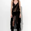 BLACK SILK STRAP TOP