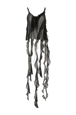 BLACK SILK STRAP TOP