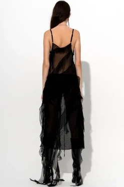 BLACK SILK STRAP TOP