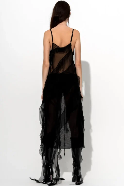 BLACK SILK STRAP TOP