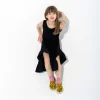 BLACK SLEEVELESS FLOUNCE DRESS
