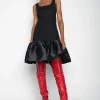 BLACK SLEEVELESS PUFF HEM DRESS