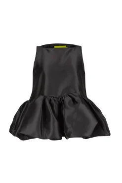 BLACK SLEEVELESS PUFF HEM TOP