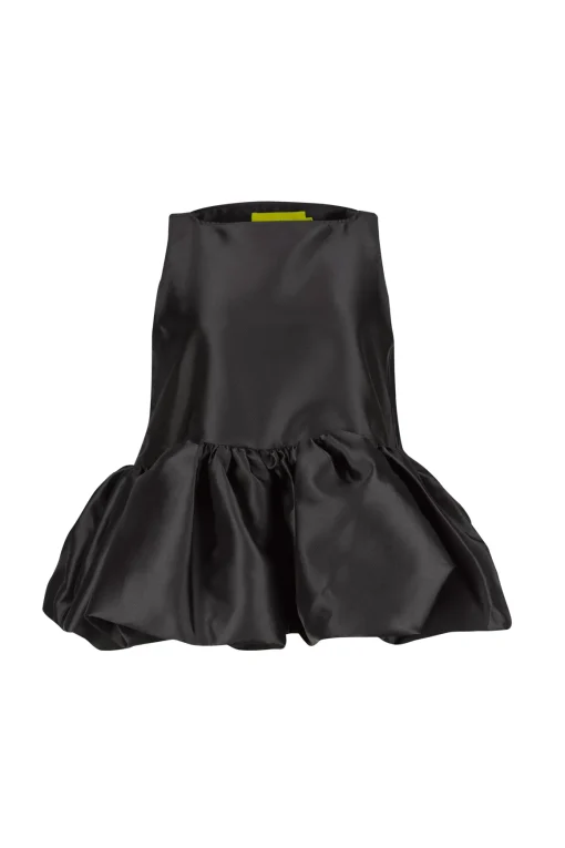 BLACK SLEEVELESS PUFF HEM TOP